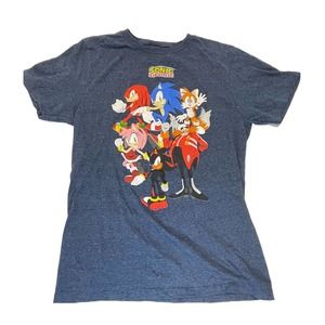 Sonic The Hedgehog Boys Size XL Graphic T Shirt Blue Sega Cartoon Kids Youth